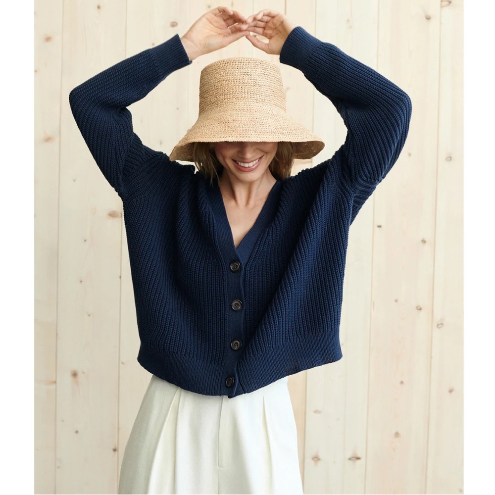 Jenni Kayne Cropped Cotton Cardigan Navy